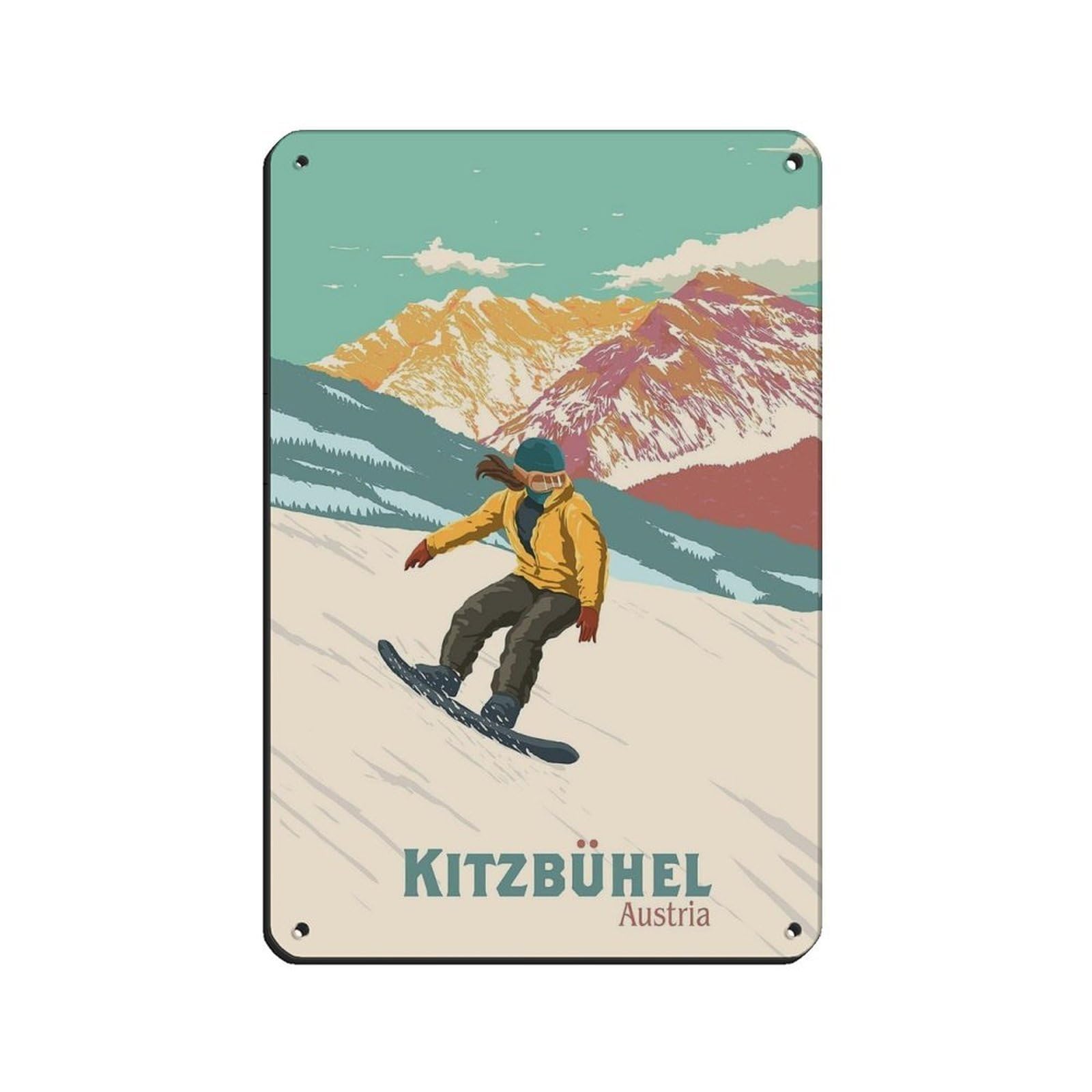 Affiche Kitzbuhel pour déco chalet et salon ambiance glisse