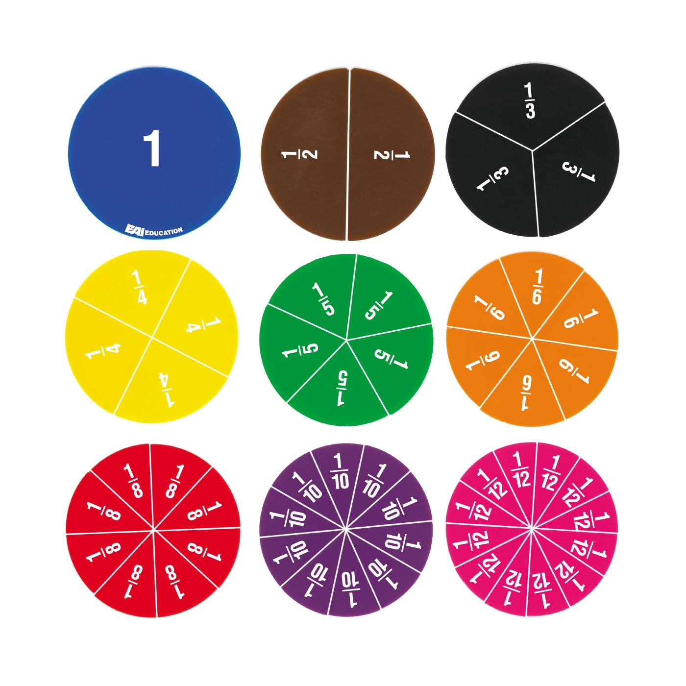 EAI Education Deluxe Fraction Circles: Numbered - Set of 51