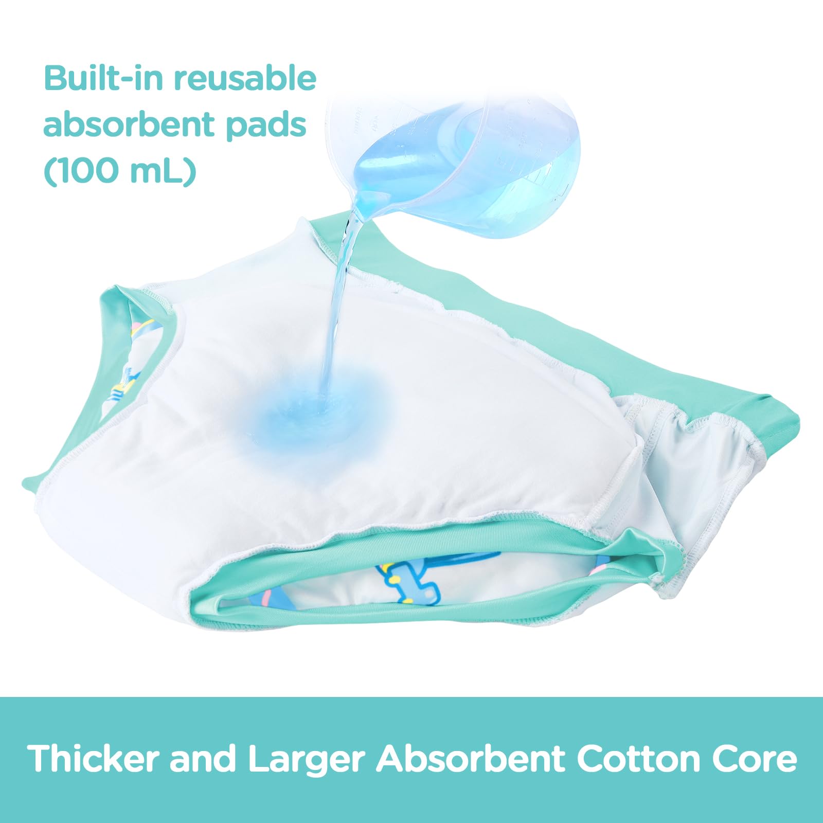 LittleForBig Mutandine di apprendimento a vita alta per adulti, morbide e setose, lavabili, riutilizzabili, impermeabili, comfort assoluto – motivo Baby Parade M