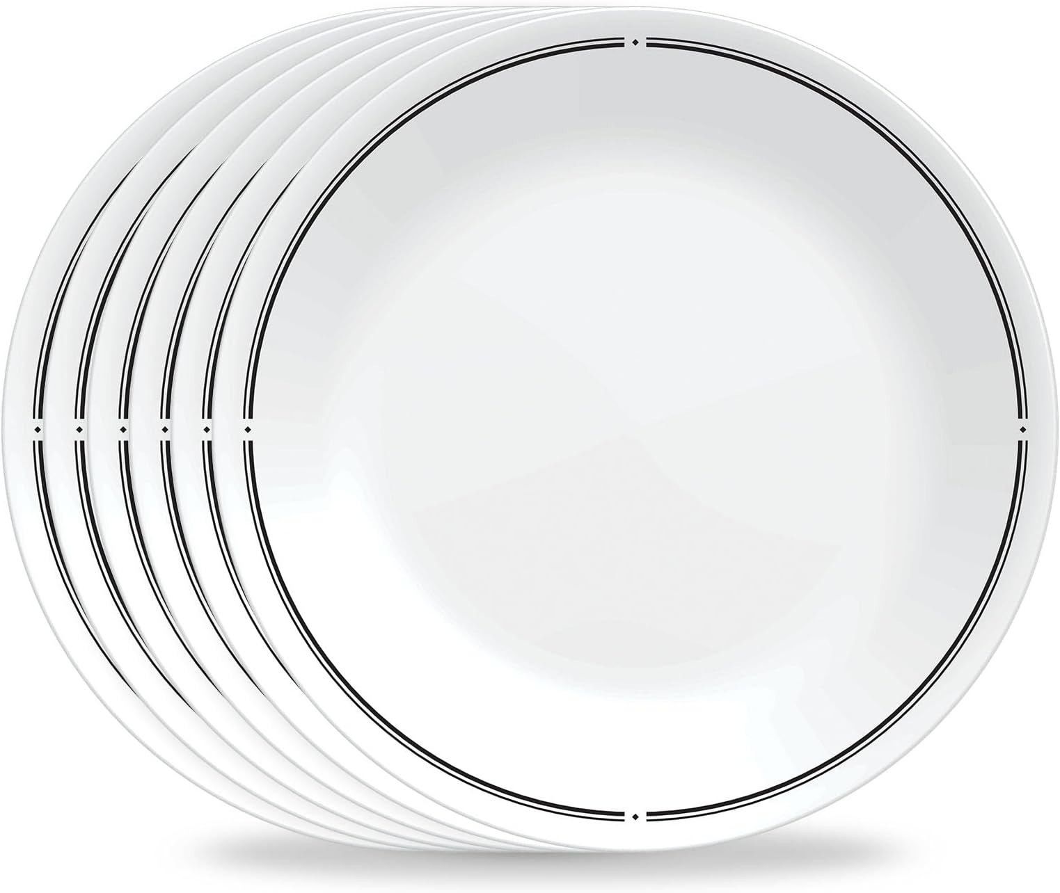 Corelle 6-Piece 8.5" Lunch Round Plates, Vitrelle Triple Layer Glass, Lightweight Round Plates, Salad Plates, Chip and Scratch Resistant, Microwave and Dishwasher Safe, Brasserie, Medium
