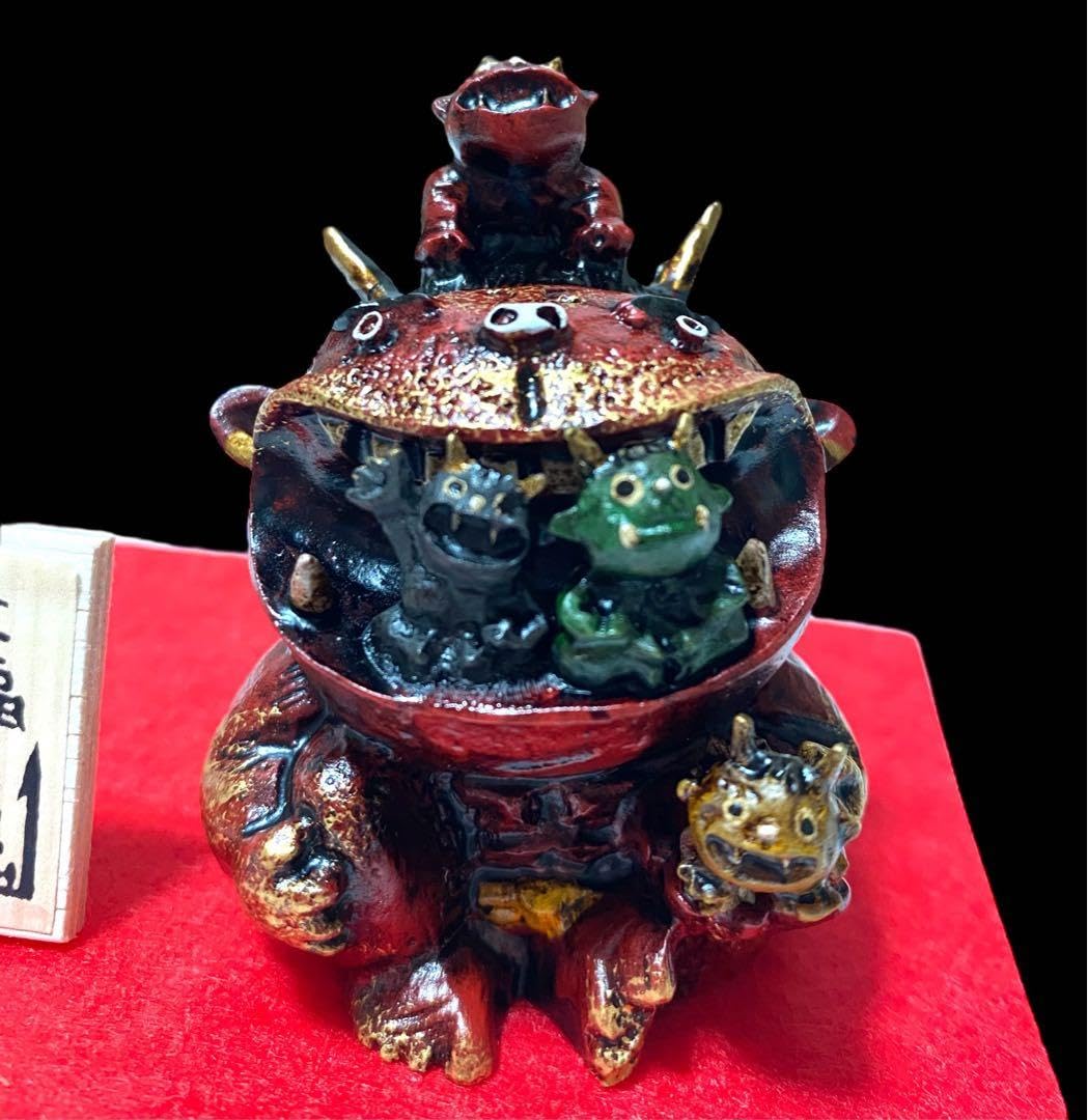 【値下中】アンティーク鬼福額　魔除来福 Amazon.co.jp: 赤鬼 鬼がいっぱい幸福鬼 魔除け厄除け 節分 置物