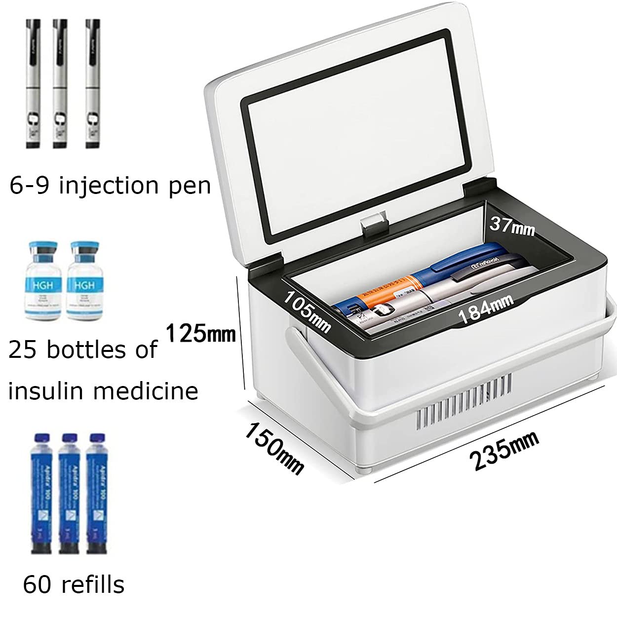 Frigoriferi per medicinali di Grande capacità Mini frigoriferi Frigo per Auto Frigorifero refrigerato per insulina Adatto per Viaggi/interferone