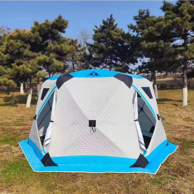 Tunnelzelte Isoliertes tragbares Winterzelt für 4 Personen, Outdoor-Camping, Wandern, Eisfischen und Saunaaktivitäten Campingzelt(Blue) Sports & Outdoors