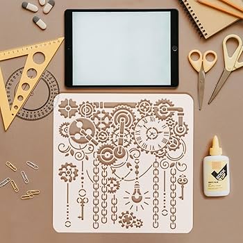 Amazon.co.jp: FINGERINSPIRE レトロギアペイントステンシル 3個