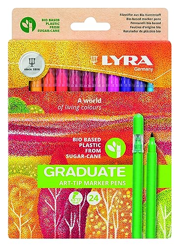 LYRA Graduate Art-Tip Markers, Assorted Colors, 24 Count