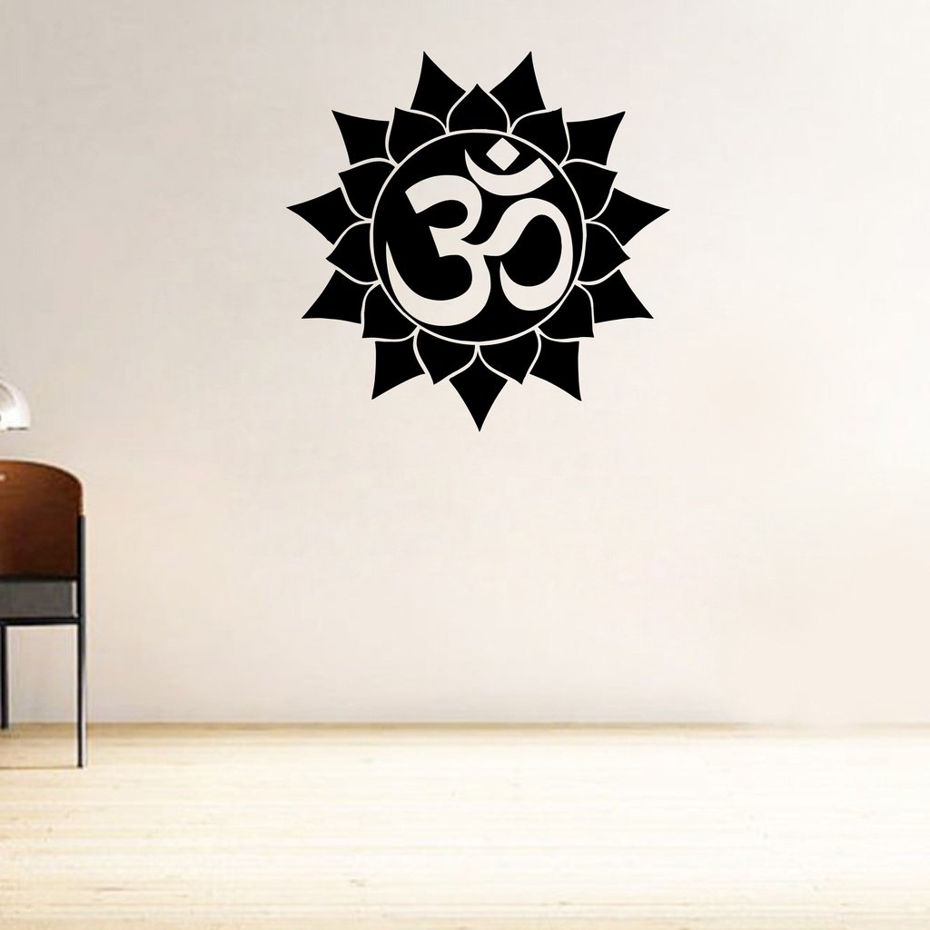 DecorVillaDecor Villa om with Flower Wall Sticker & Decal (PVC Vinyl, Size -50 cm x 50 cm), DVHS0129L