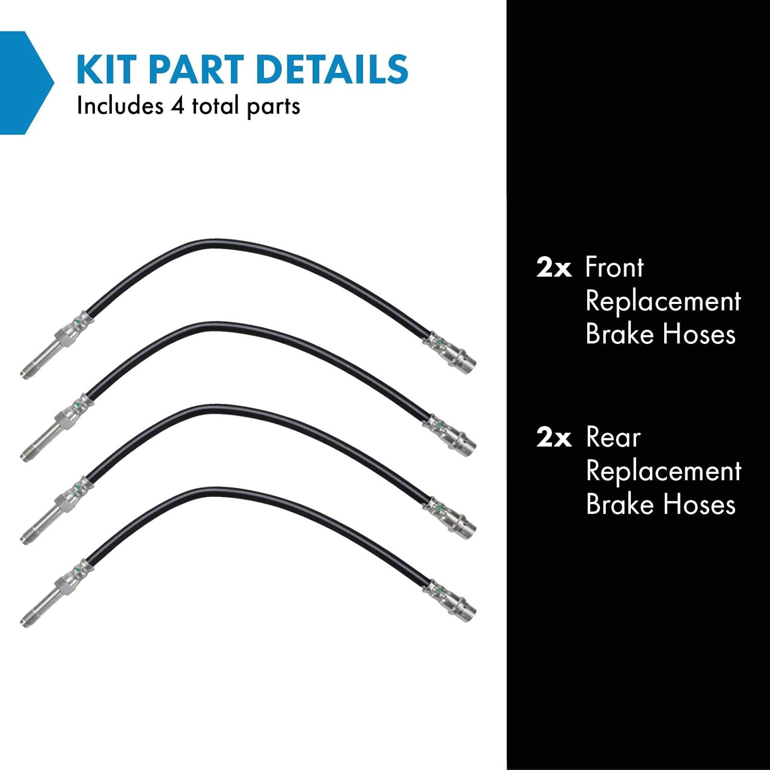TRQ Front & Rear Brake Hose Set Compatible with 2003-2006 Dodge Sprinter 2500 Sprinter 3500 2002-2006 Freightliner 2012-2019 Mercedes-Benz 2019