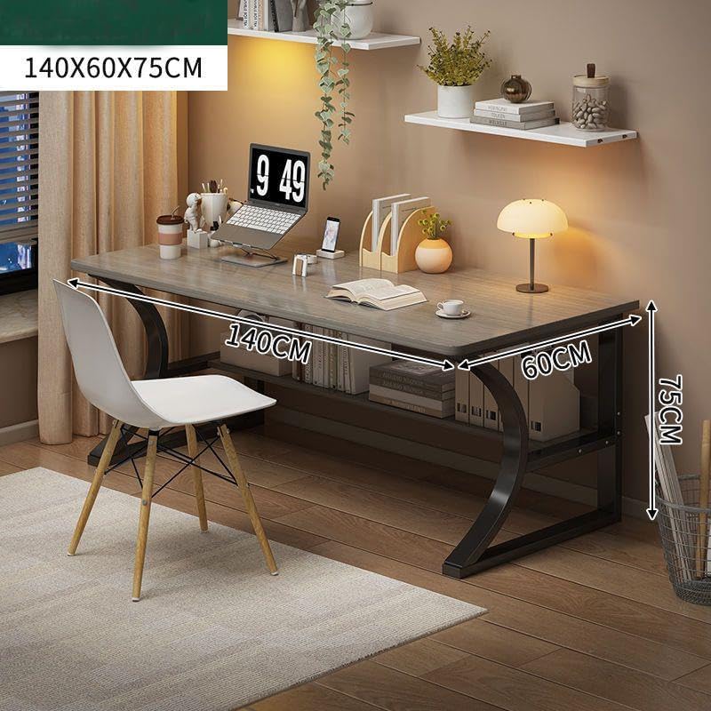 LITFAD Modern Office Desk with Rectangle Design and Wood Top Simple Computer Desk Home Office Study Desk - 55" L x 24" W x 30" H Grey