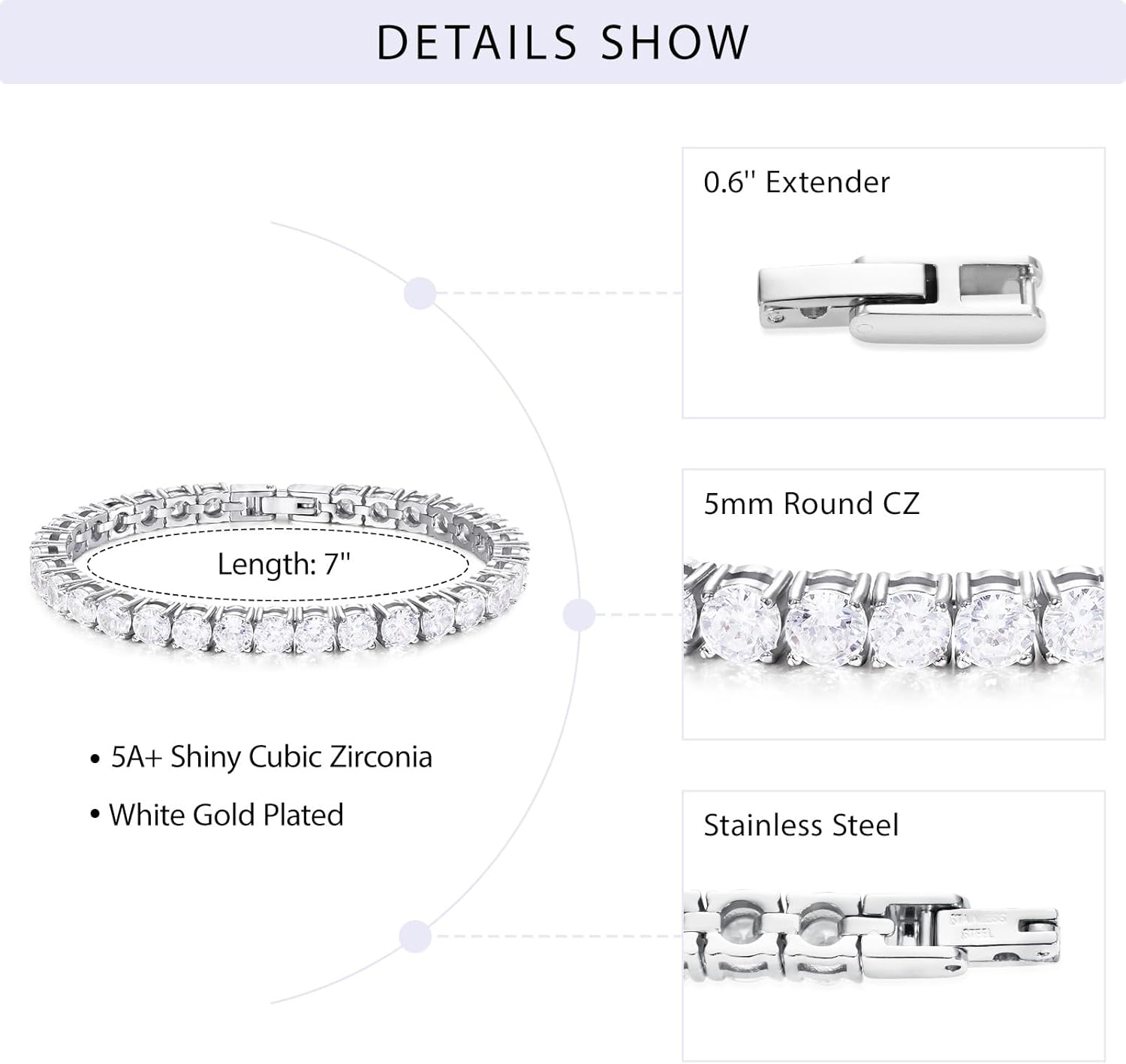 KissYan Tennis Bracelet for Women, 14K Gold Plated Classic Round Cubic Zirconia Simulated Diamond Bracelets Dainty Jewelry Gifts - Image 5