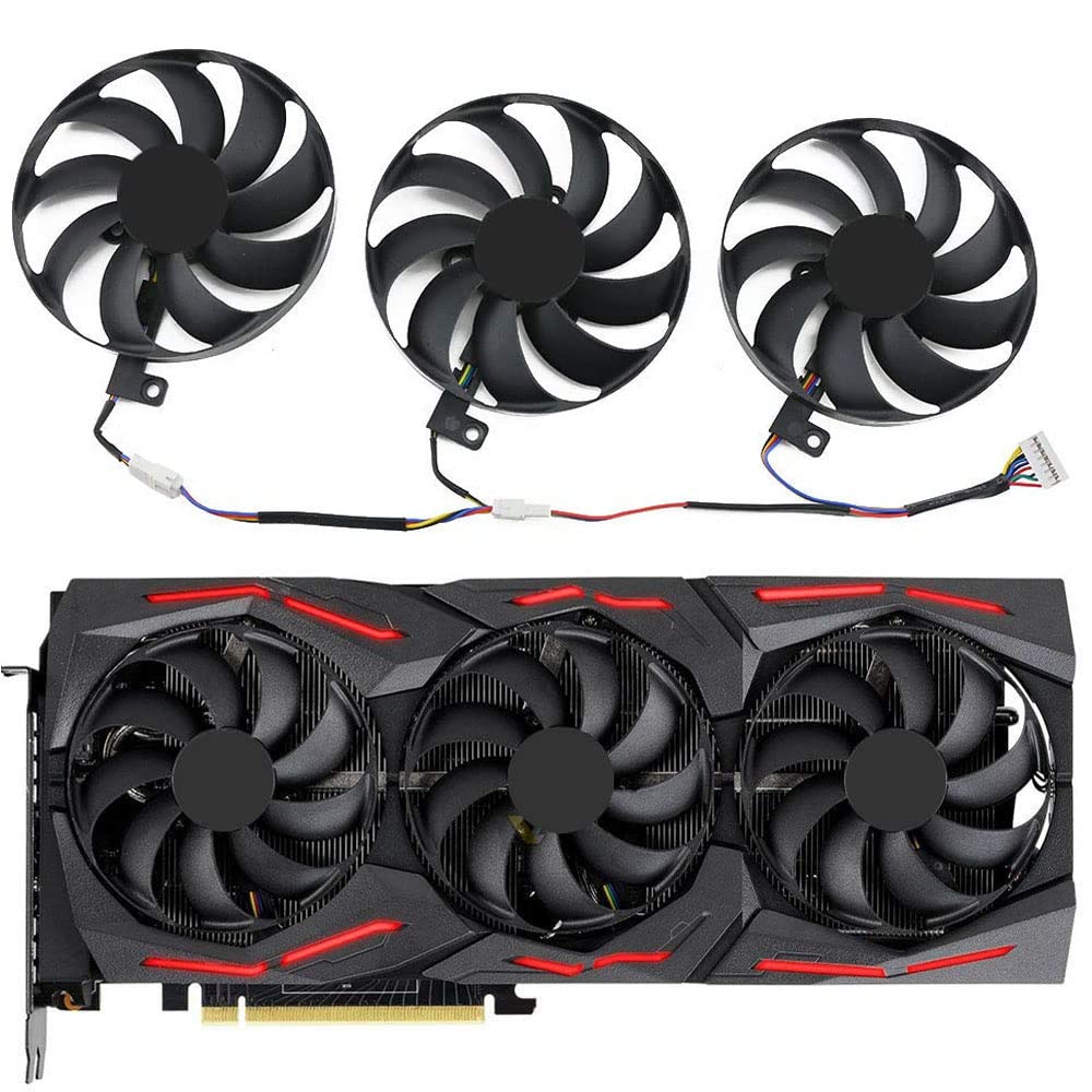 Cavabien T129215SU 7 pin GPU Cooler Video Card Replacement for ASUS RTX 2060 2070 2080 2080Ti 5700 Gaming Graphics Card (A Group of Three)