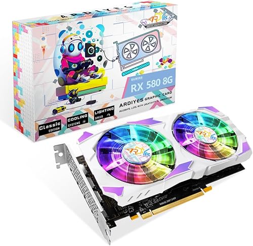 Tarjetas gráficas RX 580 8G (con ventiladores RGB), tarjeta GPU para juegos, real 8GB, 2048SP, GDDR5, 256 bits, tarjeta de video para juegos de PC,