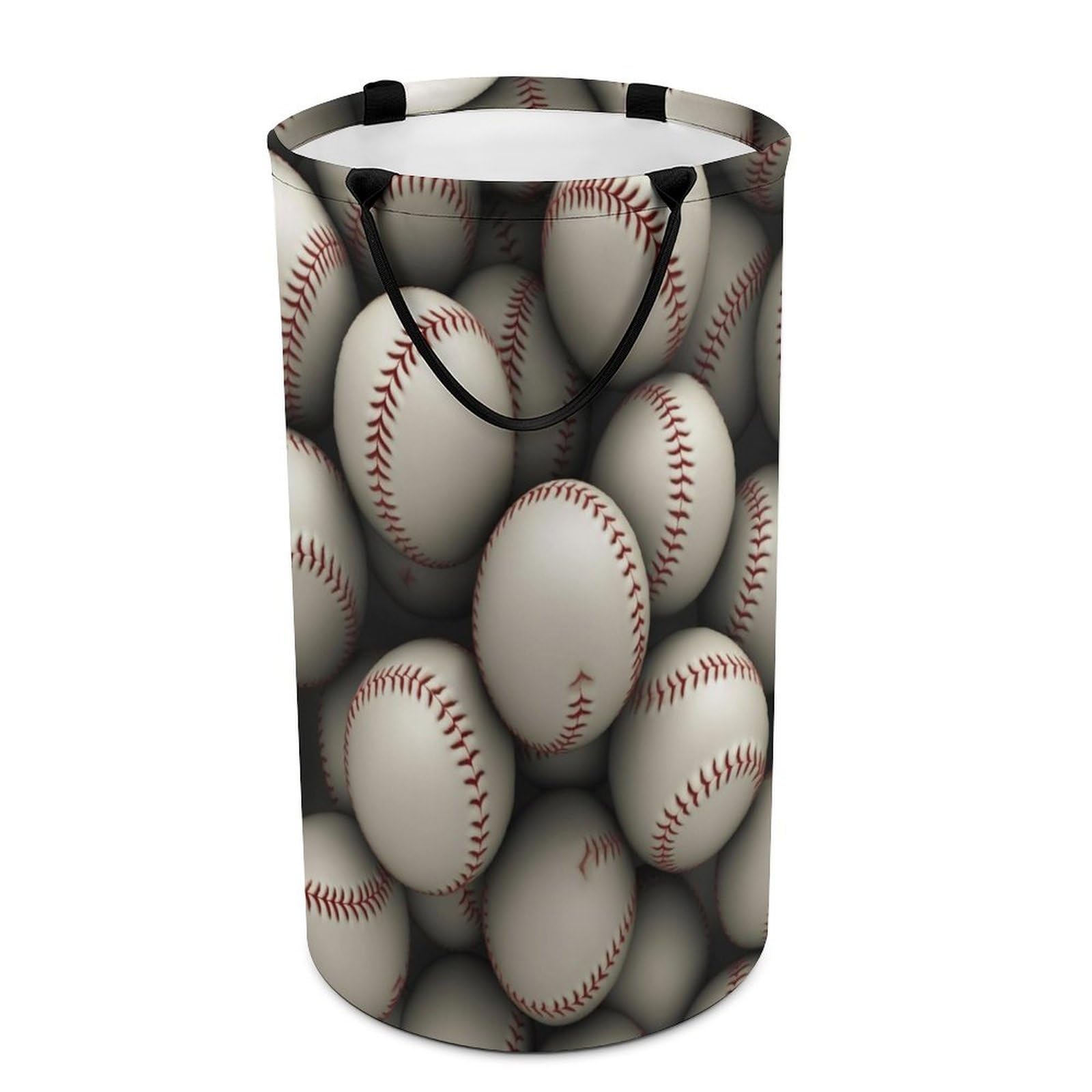 Baseball Laundry Basket Freestanding Laundry Hamper with Handles Waterproof Dirty Clothes Hamper Collapsible Washing Bin Aesthetic Clothes Basket for Bathroom Bedroom Dorm