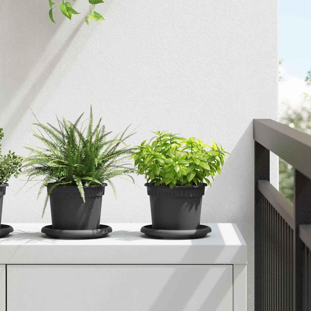 Blumentöpfe 24 Stück Schwarz Ø 12,5 x 10 cm Kunststoff Pflanzgefäße Balkon Garten Zimmer Indoor Outdoor Pflanztöpfe mit Ablauflöchern und modernem Design für Pflanzenpflege