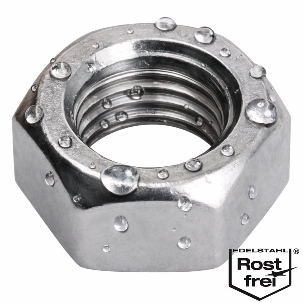 Sechskantmuttern M16 (DIN 934) | Edelstahl A2 V2A Inox rostfrei | Standard Sechskant Mutter | 50 Stück
