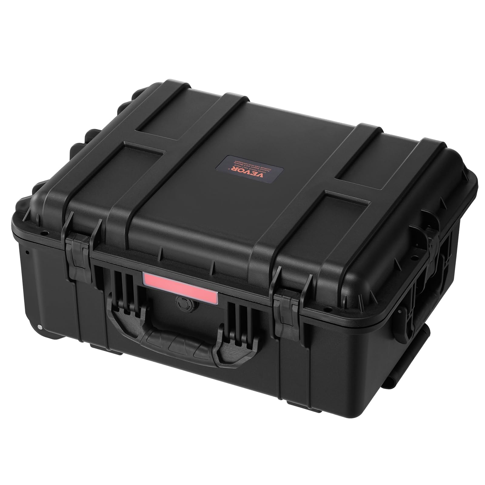 VEVOR Étui rigide résistant aux intempéries IP67, étui de protection robuste avec roulettes, poignée de traction rétractable, 4 clips, 4 trous pour cadenas, mousse insérée, 573 x 450 x 277 mm, 70-85 L