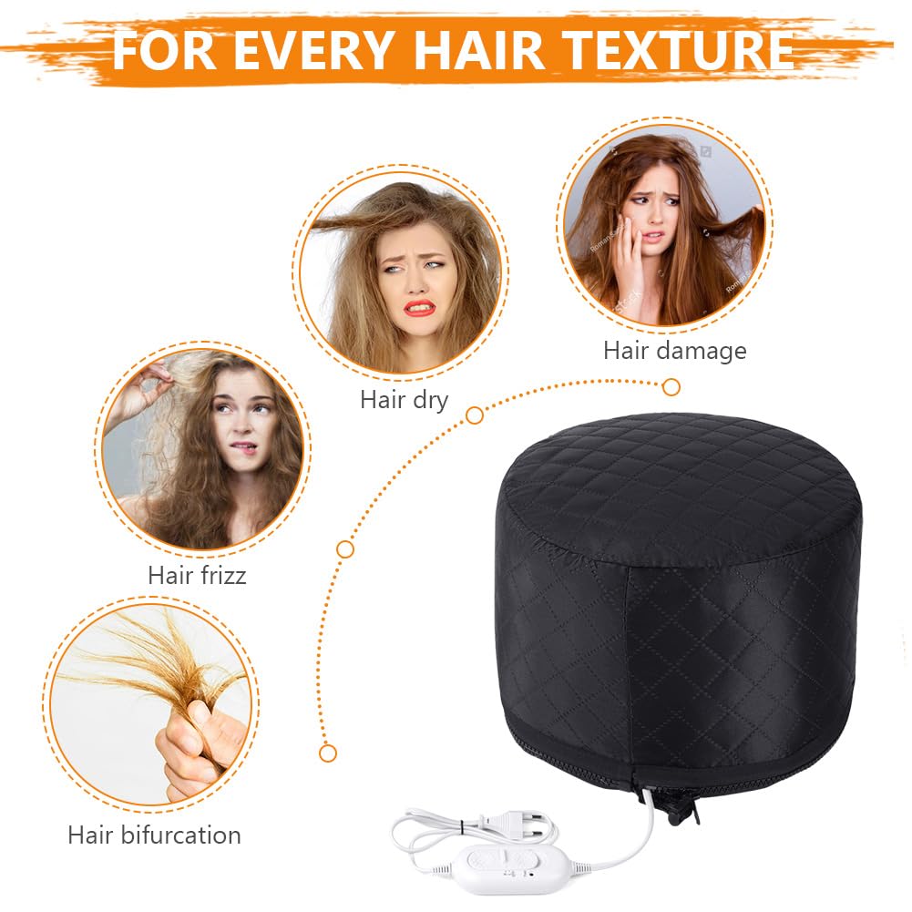 LOPHE Cuffia Riscaldante Capelli, Termico per Capelli Elettrico con 2 Temperature Regolabili, Casco per Asciugatura Cappuccio Asciugacapelli per Acconciatura, Arricciatur