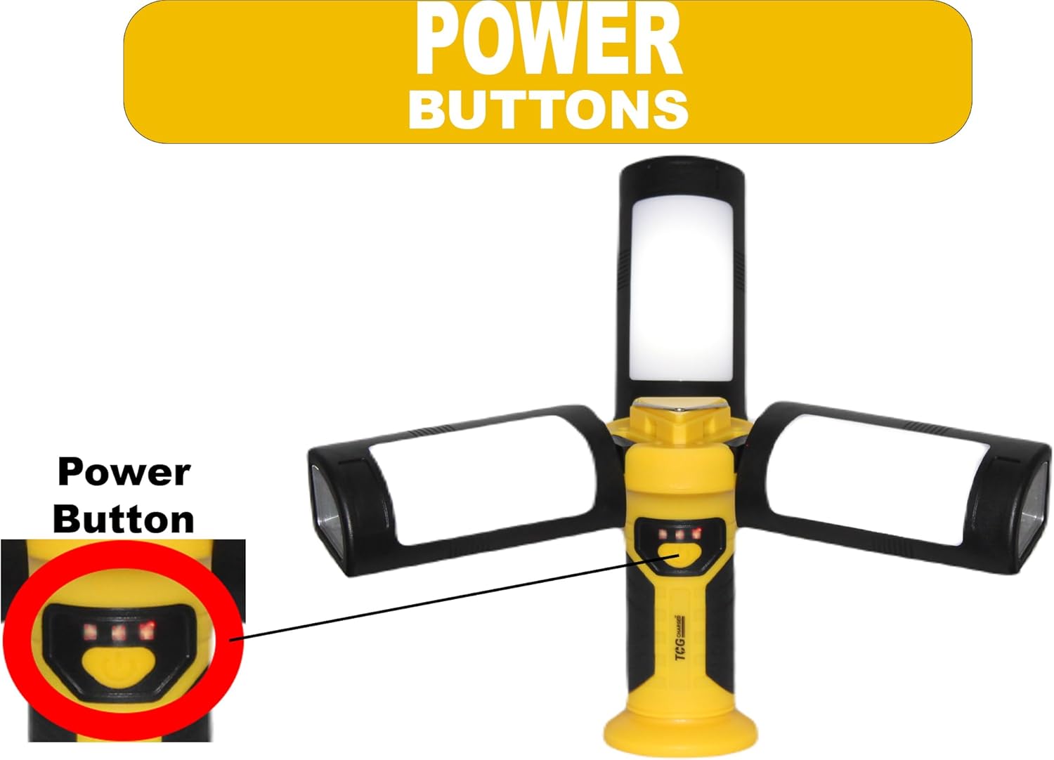 Portable LED Work Flashlight - Adjustable Tri-Blade Design for Versatile Light Coverage - Camping Essentials, Hurricane Preparedness Items, Flashlights for Emergencies, Great Work Light