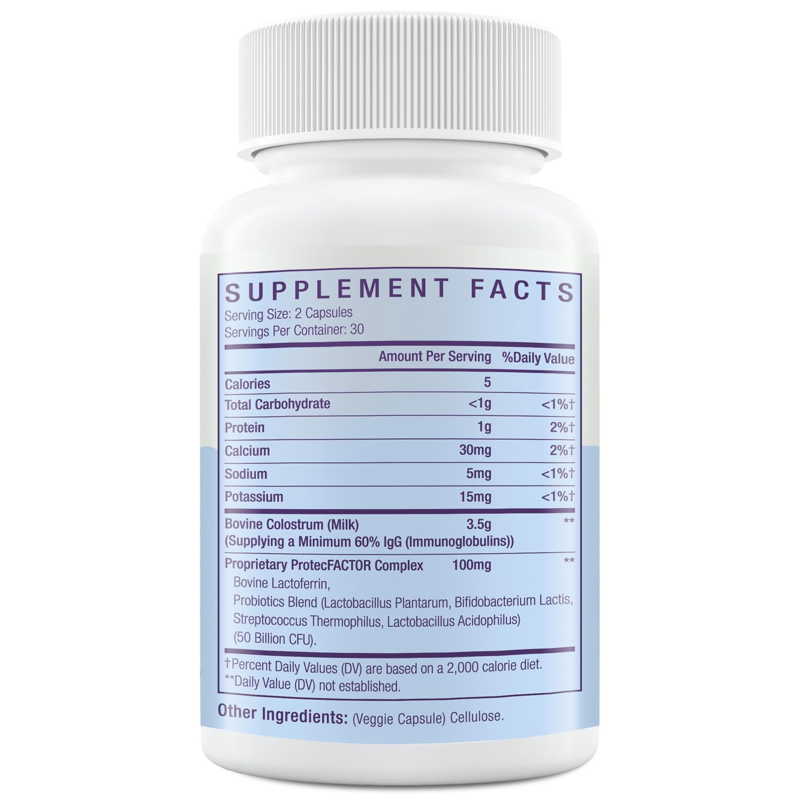 Bovine Colostrum Capsules Supplement 1300mg - Extra High 60% IgG Bovine Colostrum - Gut, Bone, Exercise, Immune - 120 Capsules