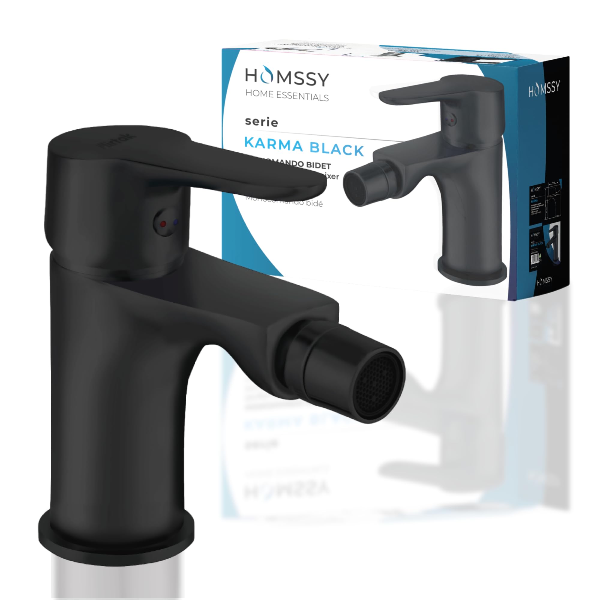Grifo Monomando para Bidé – Cuerpo de Latón, Acabado en Negro Mate, Perlizador Orientable – Diseño Estilizado y Funcional (Negro)
