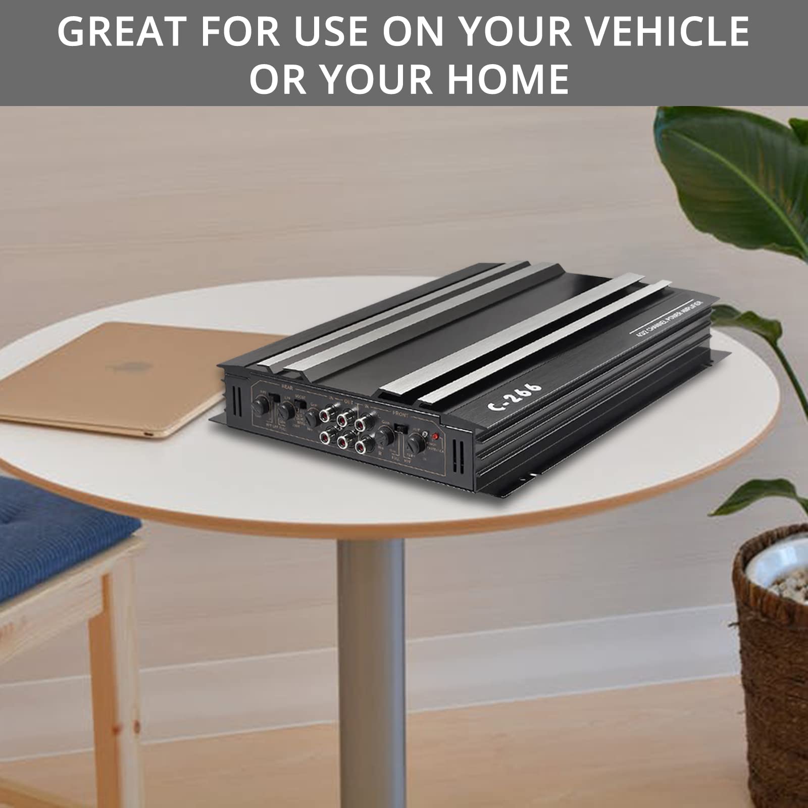 PROZOR Auto Audio Verstärker mit 4 Kanälen 4 Ohm Car Stereo Audio Power Amplifier, an 4 Lautsprecher oder 2 Lautsprecher + 1 Subwoofer angeschlossen