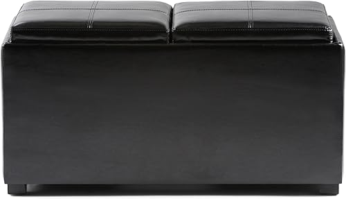 Miniatura 268 de Otomana rectangular de almacenamiento de cuero sintético Simpli Home Avalon., Cuero, Marrón Azul,Marrón Chocolate,Cloud gris,Gris oscuro,Azul