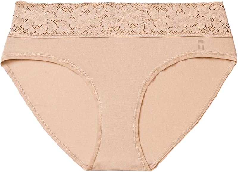 Tommy John Women's Underwear, Briefs, and Second Skin Fabric Cute, Stretchy, Soft Breathable Women's Briefs Comfortable Seamless Panties for Women, Maple Sugar - Lace, Medium