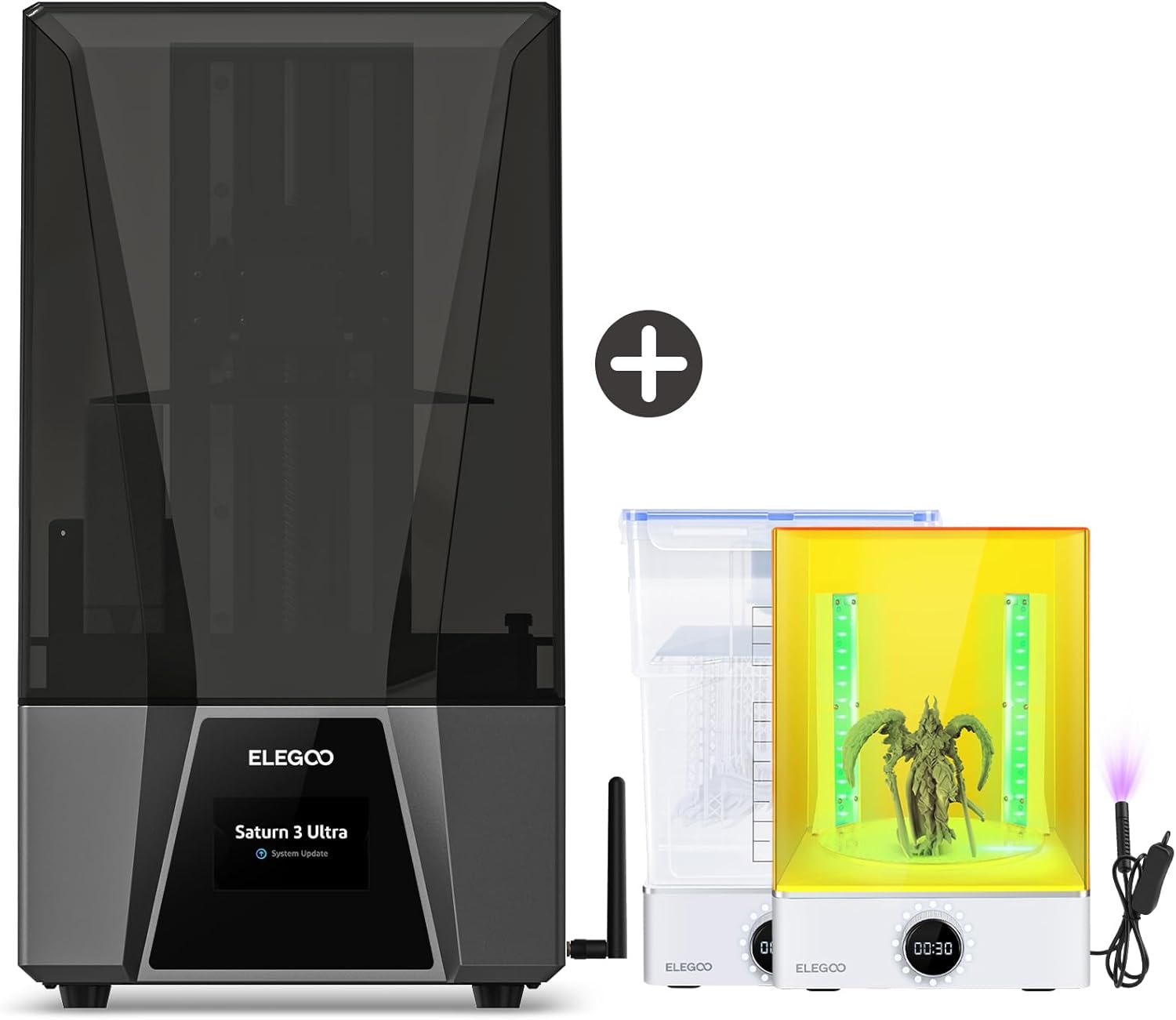 ELEGOO Saturn 3 Ultra 12K MSLA 3D Printer and ELEGOO Mercury XS Bundle Wash and Cure Station