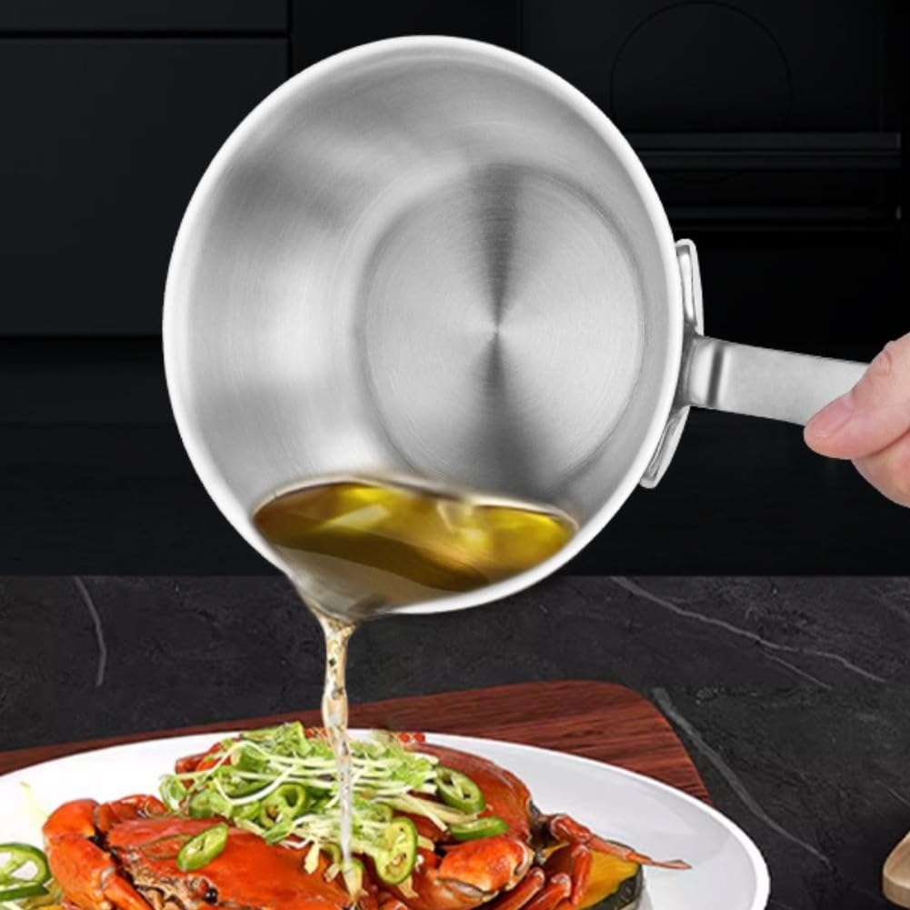 Mini sartén para huevos con construcción de acero inoxidable 304 para una rápida distribución del calor, sartén pequeña para tortilla con boquilla para verter salsa, compatible con estufas de gas e