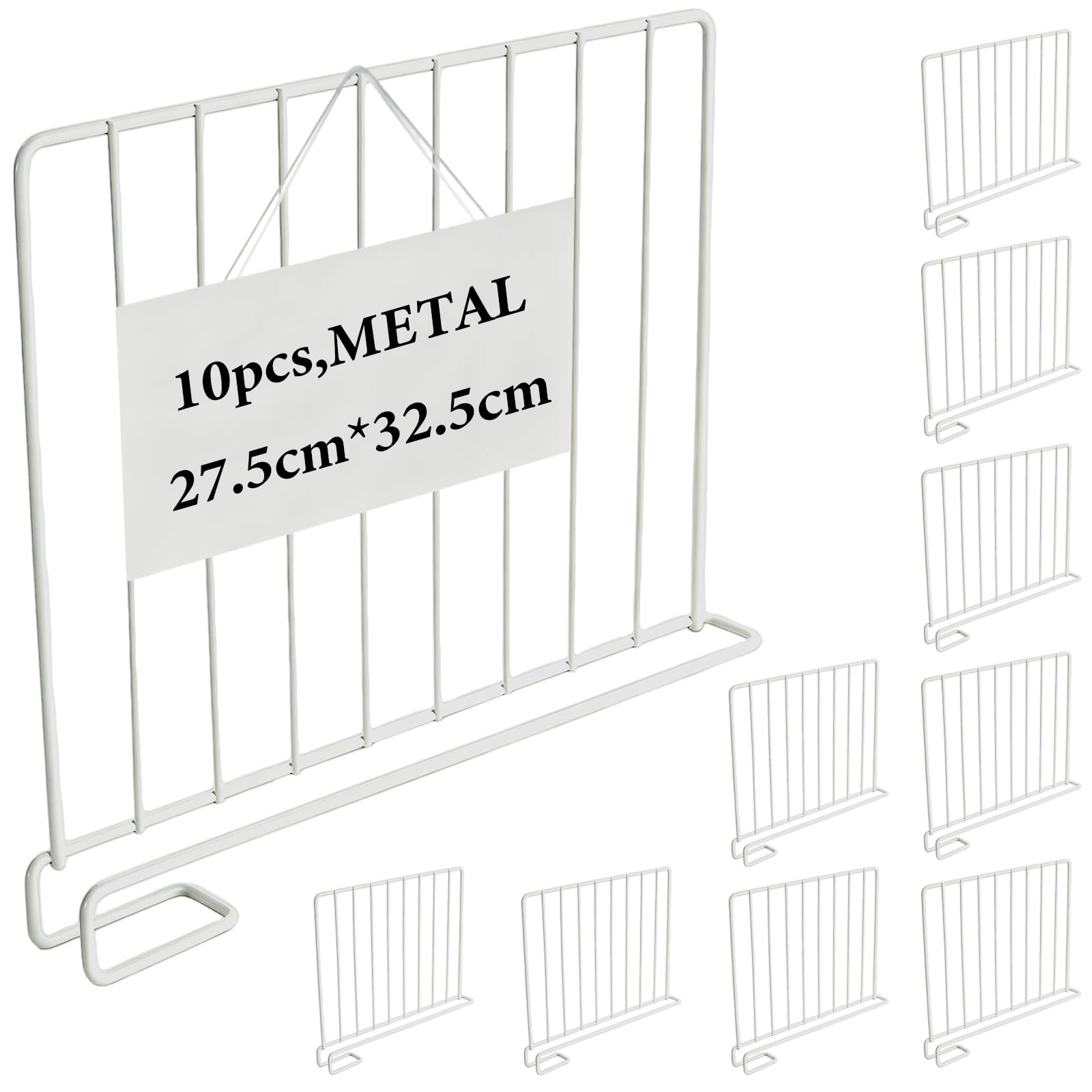 10PCS Kleiderschrank Organizer, 32 x 27,5 x 2,5 cm Regaltrenner Kleiderschrank Metall Regal Organizer Kleidung Handtaschen Ohne Bohren Shelf Divider für Schrankregal Schlafzimmer Büro Küche