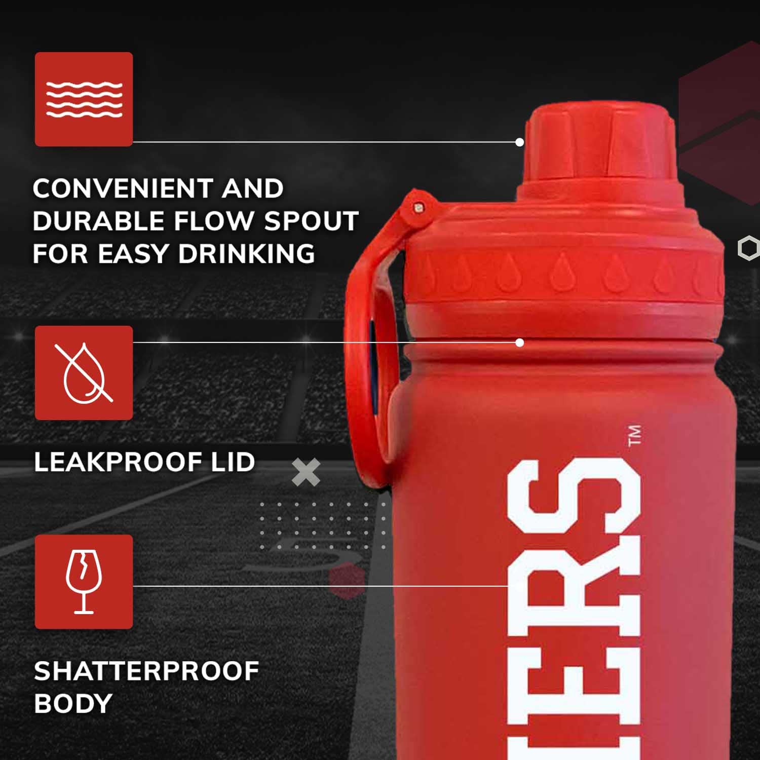 Campus Colors NCAA Indiana Hoosiers Stainless Steel Water Bottle - 24oz, Vacuum Insulated, Twist Cap With Clip