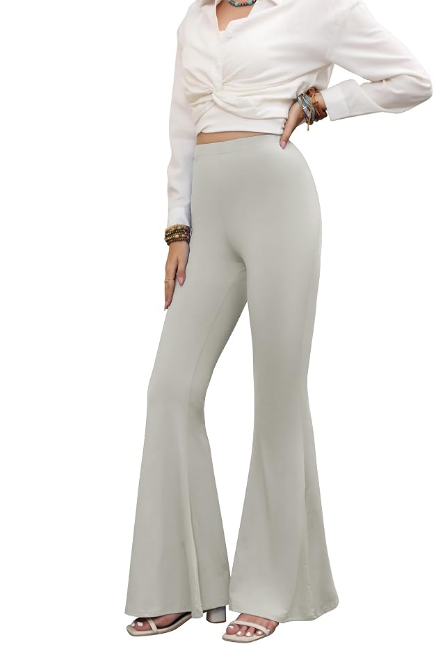 Women High Waisted Fit Flare Ethnic Paisley Floral Bell Bottoms Yoga Pants Flared Leggings