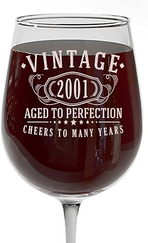 Miniatura 75 de Spotted Dog Company Copa de vino grabada vintage de 16 onzas con tallo de 16 onzas – Regalos de cumpleaños 82 para mujeres – Saludos a 82 años