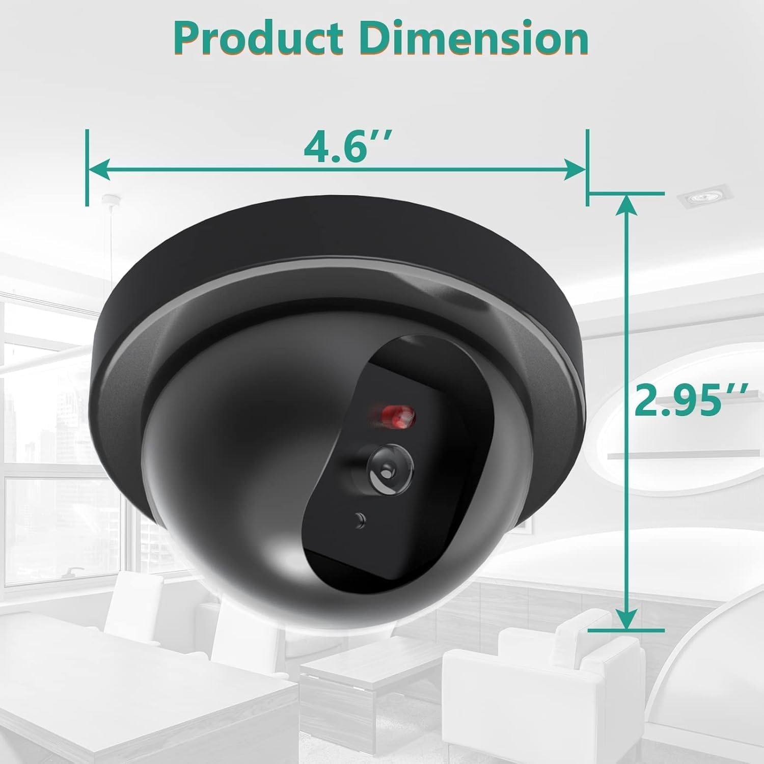 ADDCART Dummy Fake Security CCTV Dome Camera with Flashing Red LED Light with Security Alert Sticker Decals, Fake Security Cameras with LED Light (1 pcs) (Black) 1
