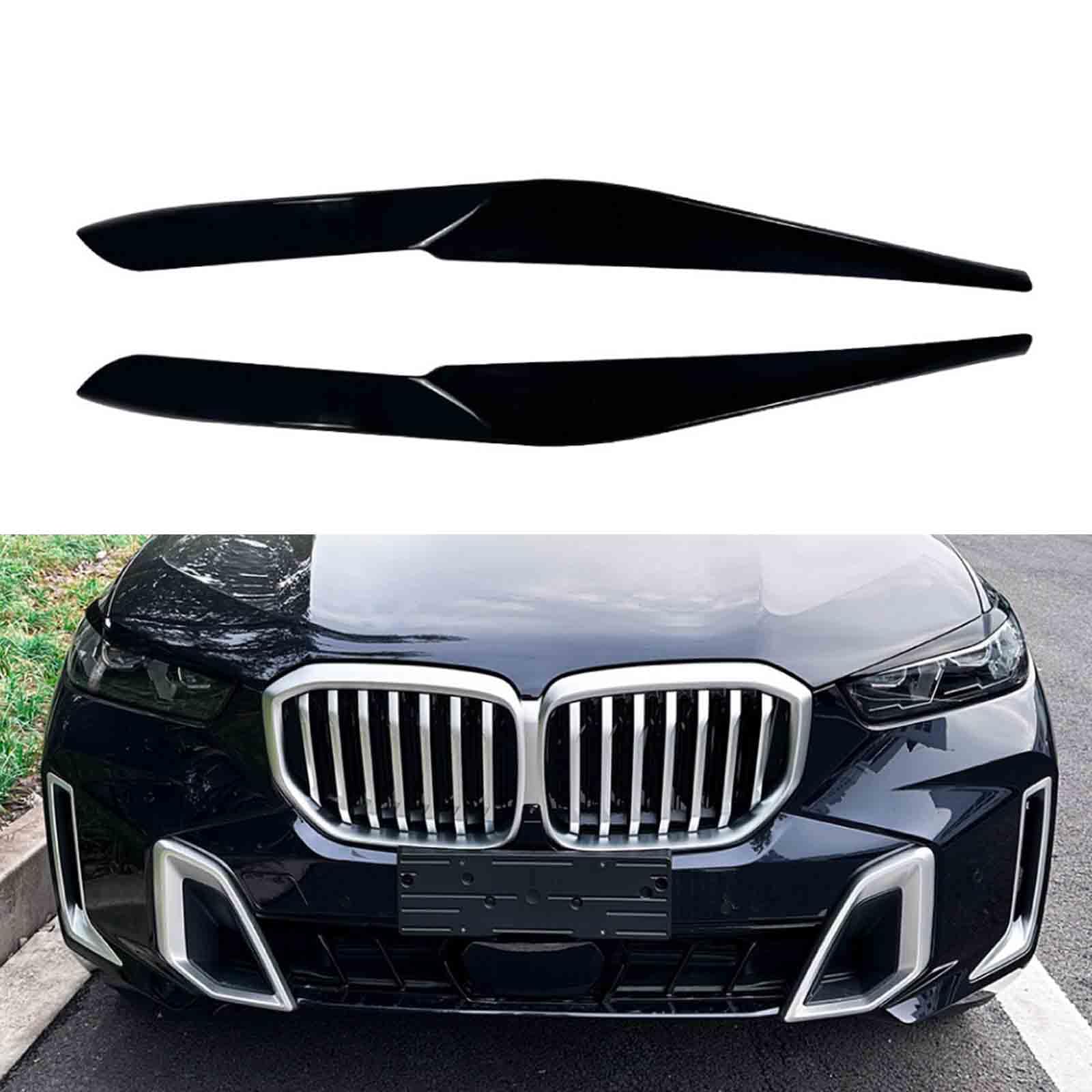 YPSQQHD Compatible with BMW X5 X6 G05 G06 LCI 2023+, car headlight eyebrow stickers, decorative stickers, car body exterior accessories,Black
