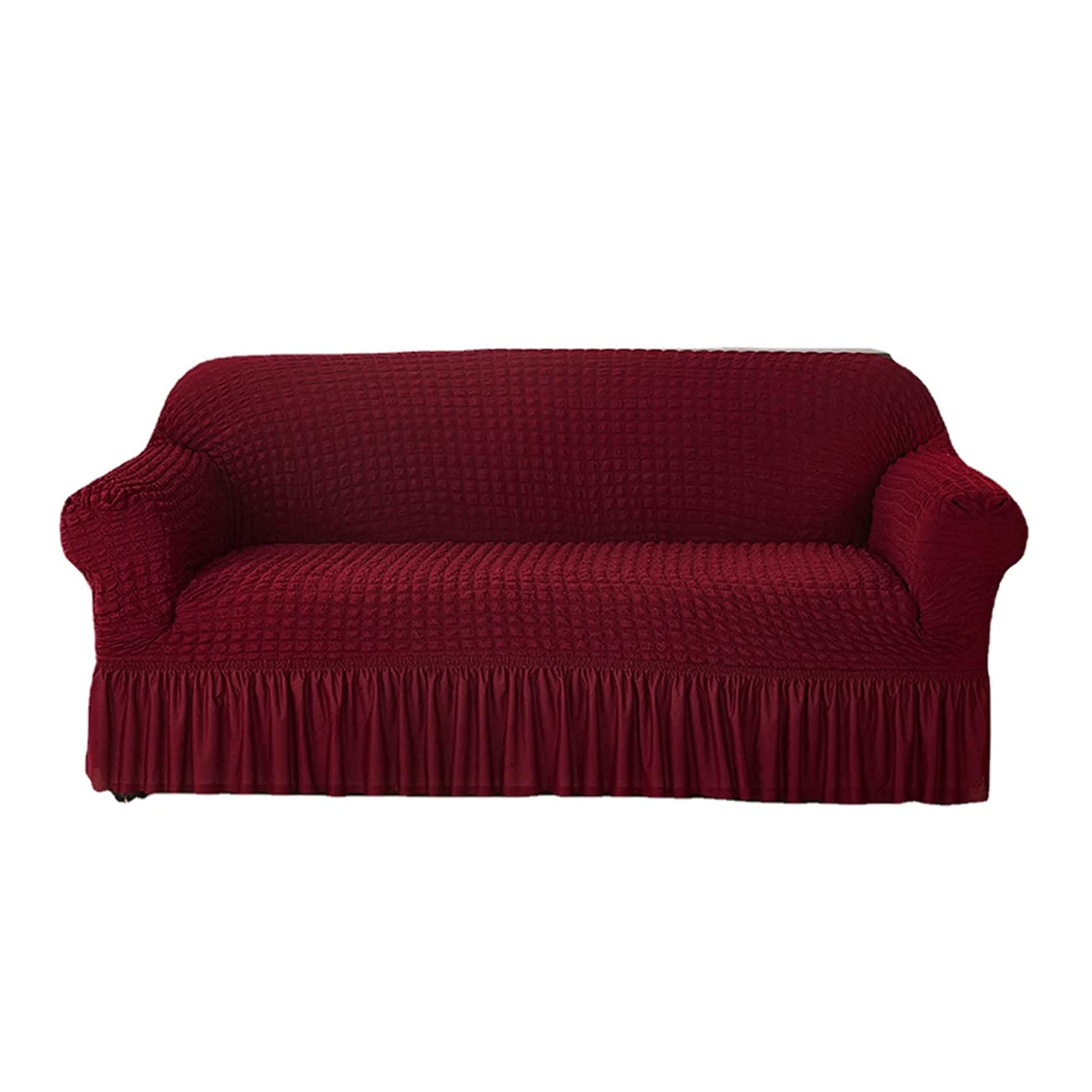 Stretch Fitted Sofa Slipcover Wine Red Sofa Cover Durable Washable High Elastic Stretchable Skirt Sofa Cover 4 Seaters