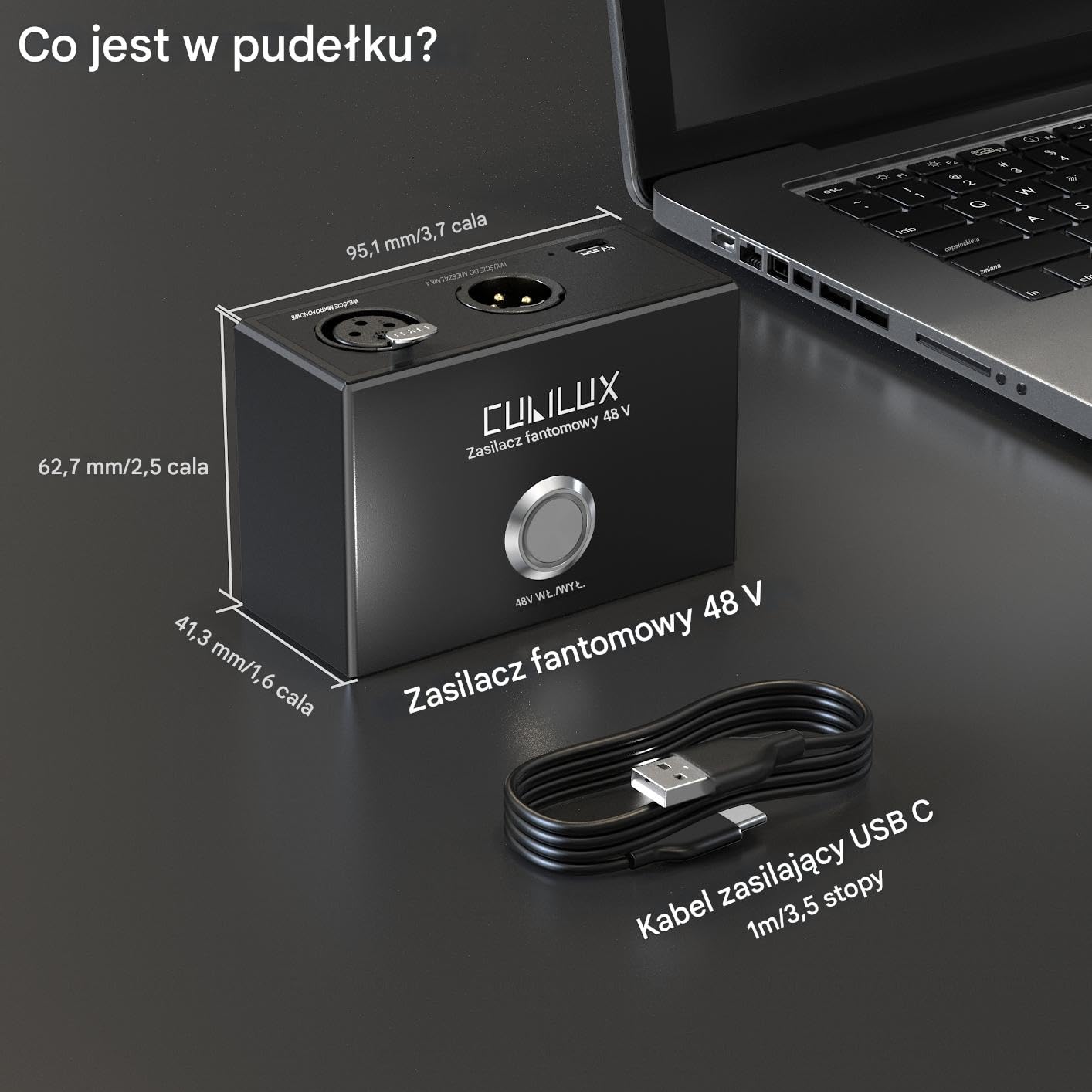 Cubilux MPX-1 Zasilanie Phantomowe 48V Z Kablem Zasilania USB C Przenośne Zasilanie Z Całkowitym Stopem Aluminium Z Portami Wejścia Wyjścia XLR I Otworem Montażowym Arri Locating 1/4 Cala Dla Mikrofon