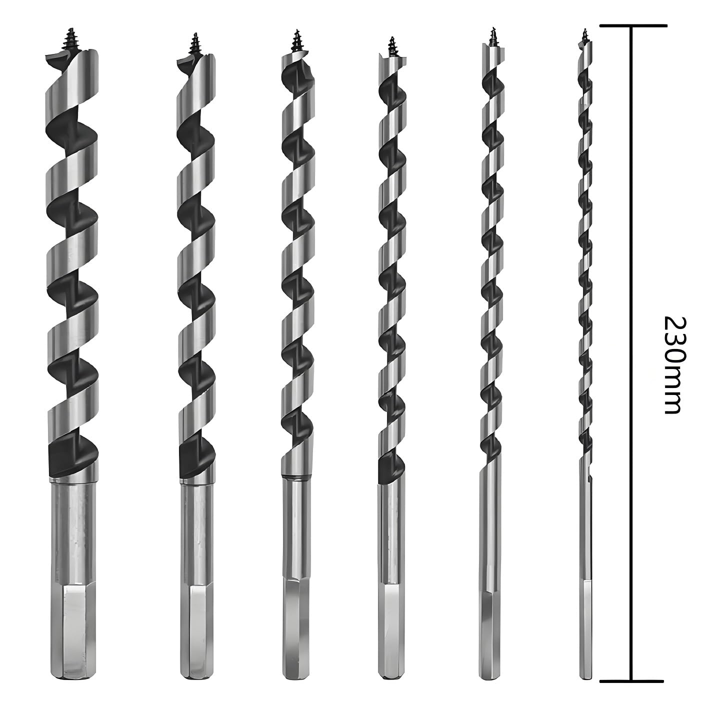 VAONEEY Wood Drill Set 230 mm Long, Auger Drill Bit Wood, 6 Pieces Wood Auger Drill Set including Hexagonal Shank - Image 4