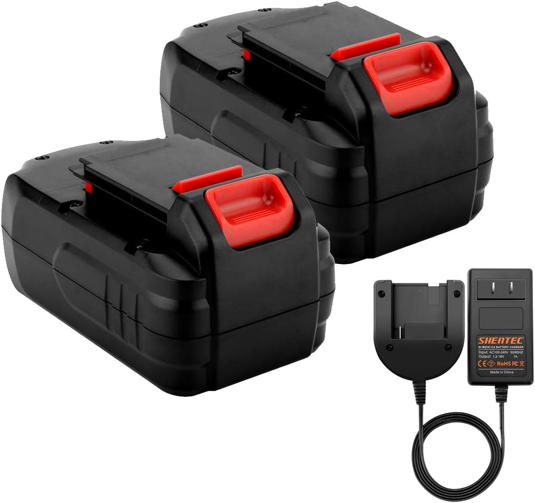 Shentec 2 Pack Ni-MH 4.5Ah 18V Replacement Battery Compatible with Porter-Cable PC18B PCC489N PCMVC PCXMVC (Ni-MH/Ni-Cd Battery Charger Include)