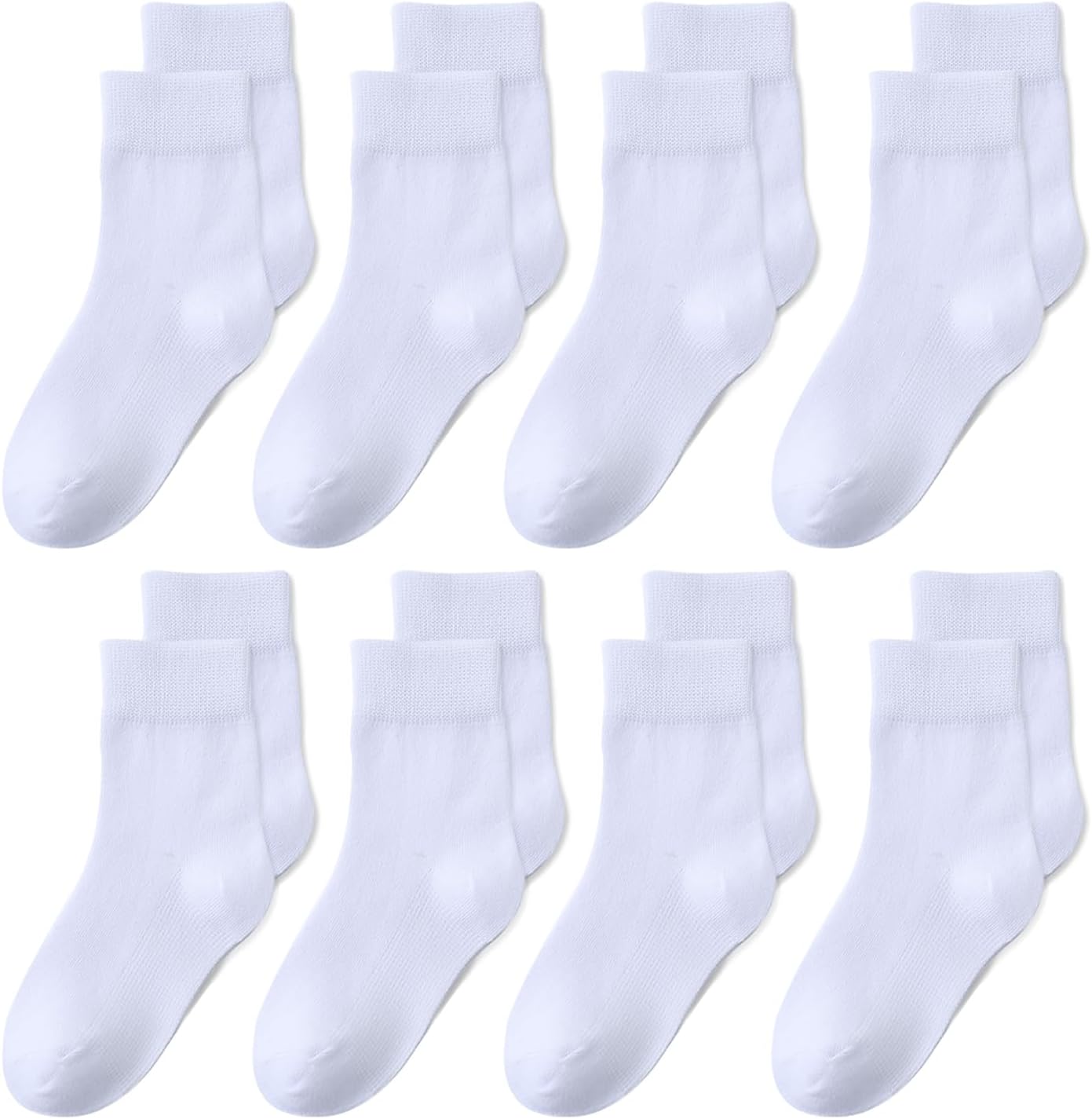 Girls Seamless Socks Crew Dress Socks Kids White School Cotton Soft Socks