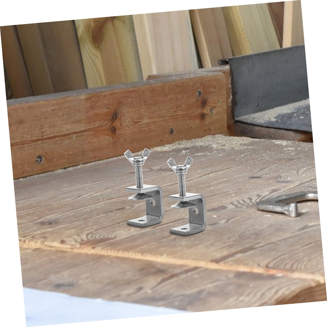 NULYLU 4pcs Woodworking Jig Screw Clamp C-clamp for Woodworking Tiger Clamp Tools Clamps for Woodworking Small c Clamps Mini Desk Clamp Desk Mounting c Clamp Silver Stainless Steel