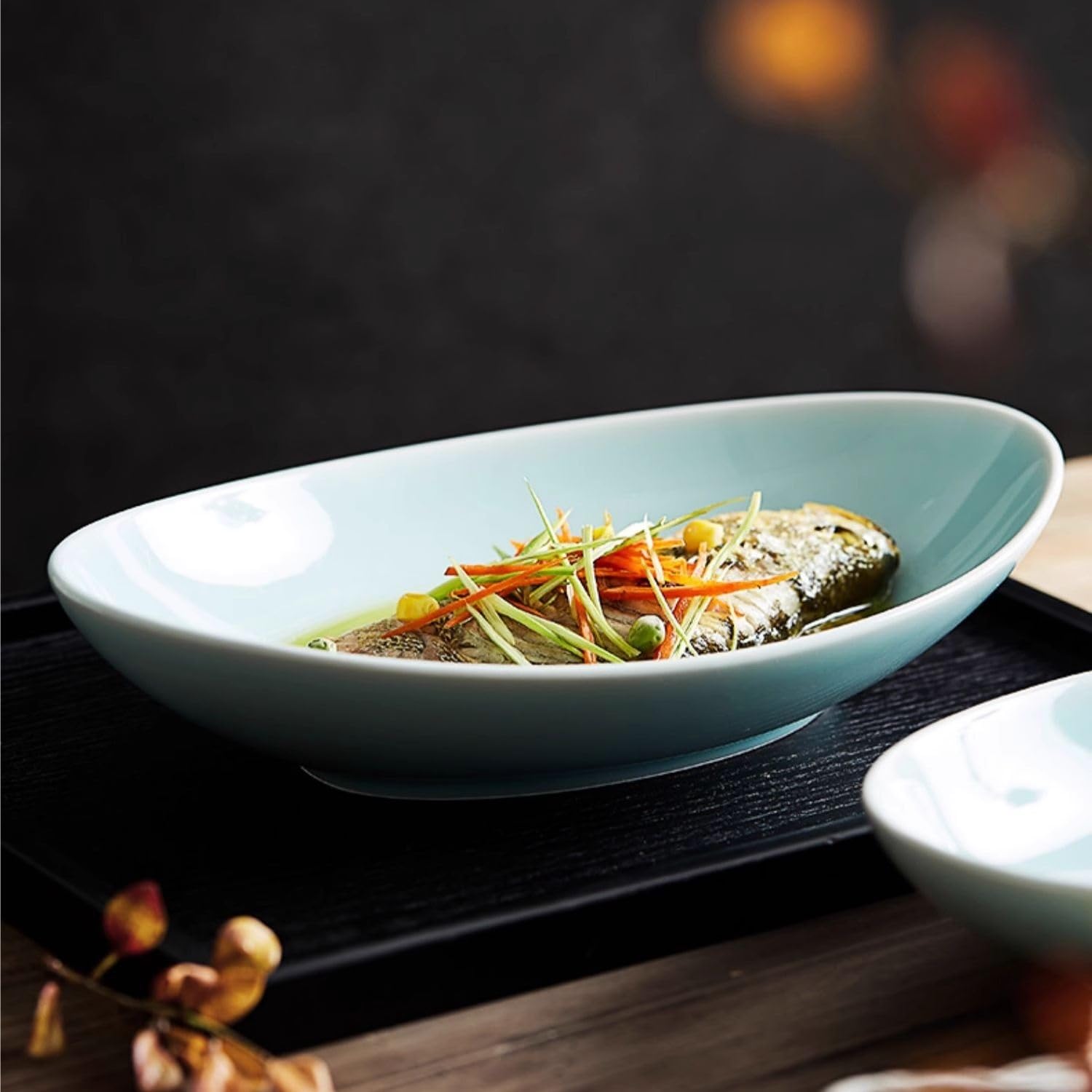 Piatti Cena Piatto ovale cinese for pesce Piatto for pesce al vapore for uso domestico Piatto in ceramica Piatto fondo Piatto piatto freddo Piatto for ristorante dell'hotel Stoviglie Forniture Per Fes