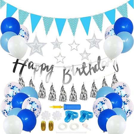 Amazon Hihk誕生日 風船 誕生日 飾り付け セット 豪華で大容量 Happy Birthday バースデー 飾り バルーン 誕生日 パーティー 飾り付け バルーン 風船 ブルー おもちゃ おもちゃ