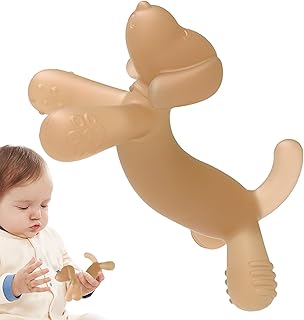 Silicone Newborn Teether Toys, Newborn Dog Shape Teether Toy, Reusable Silicone Chewable Teether, Portable Silicone Chew Toys for Boys, Girls, Kids, 0-6 Months Kumprohu