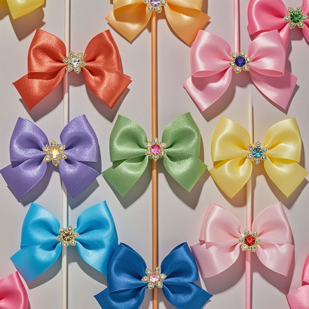 100 Pcs 13mm Flower Crystal Rhinestones, Flatback Rhinestones Glass Gems for Crafting, Gold Base Decorations for DIY Crafts Jewelry Making Clothing Accessories(14 Rose Red) - Image 2