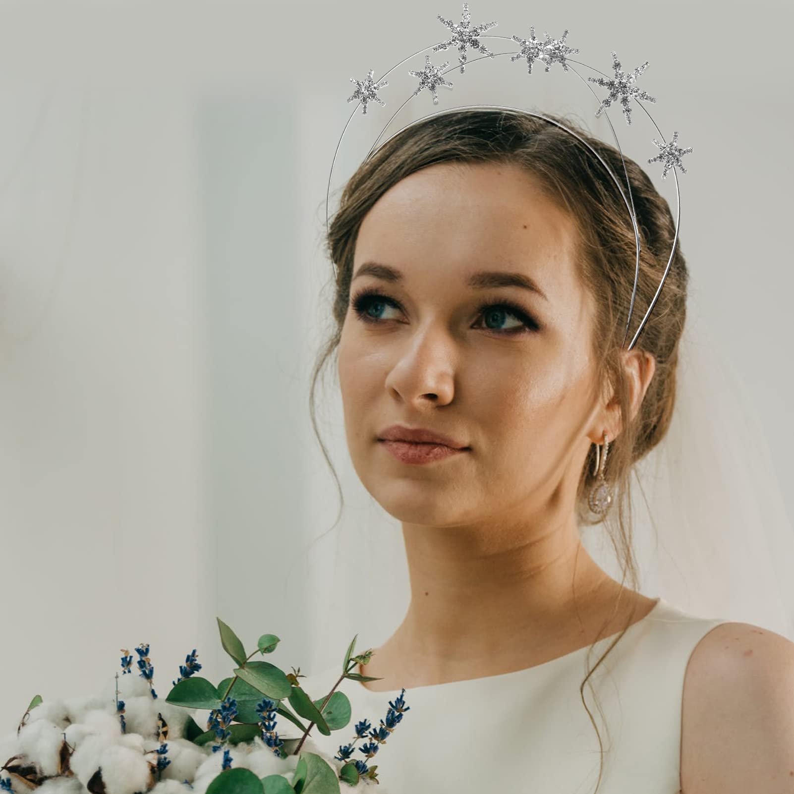 Gold Star Crystal Tiara Headband - Elegant Women’s Hair Accessory Star Headband Moon Hair Accessory - As Seen in Sunday Times  main image 3