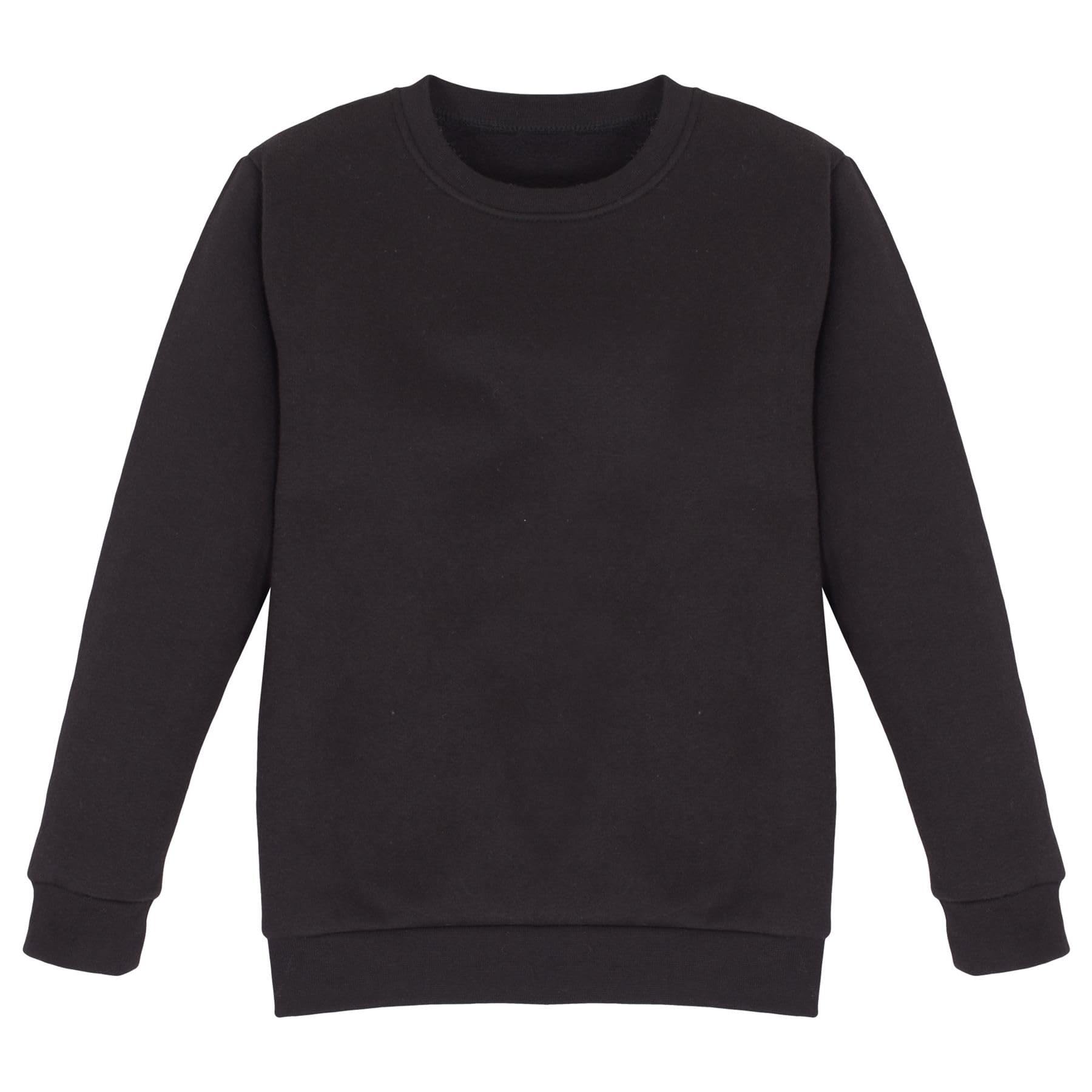 A2Z 4 KidsGirls Boys Plain Black Jumper Crew Neck Casual Fashion Club Scouts School Uniform Cardi Top Pullover Sweatshirt Soft Fleece Sweater Gifts for Unisex Childrens Age 2-13 Years