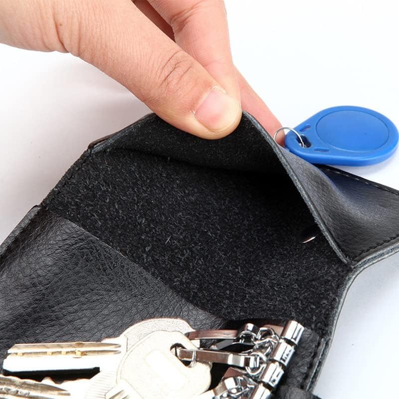 Leather Keychain Men Women Key Holder Organizer Pouch Cow Split Wallet Housekeeper Key Case Mini Card Bag