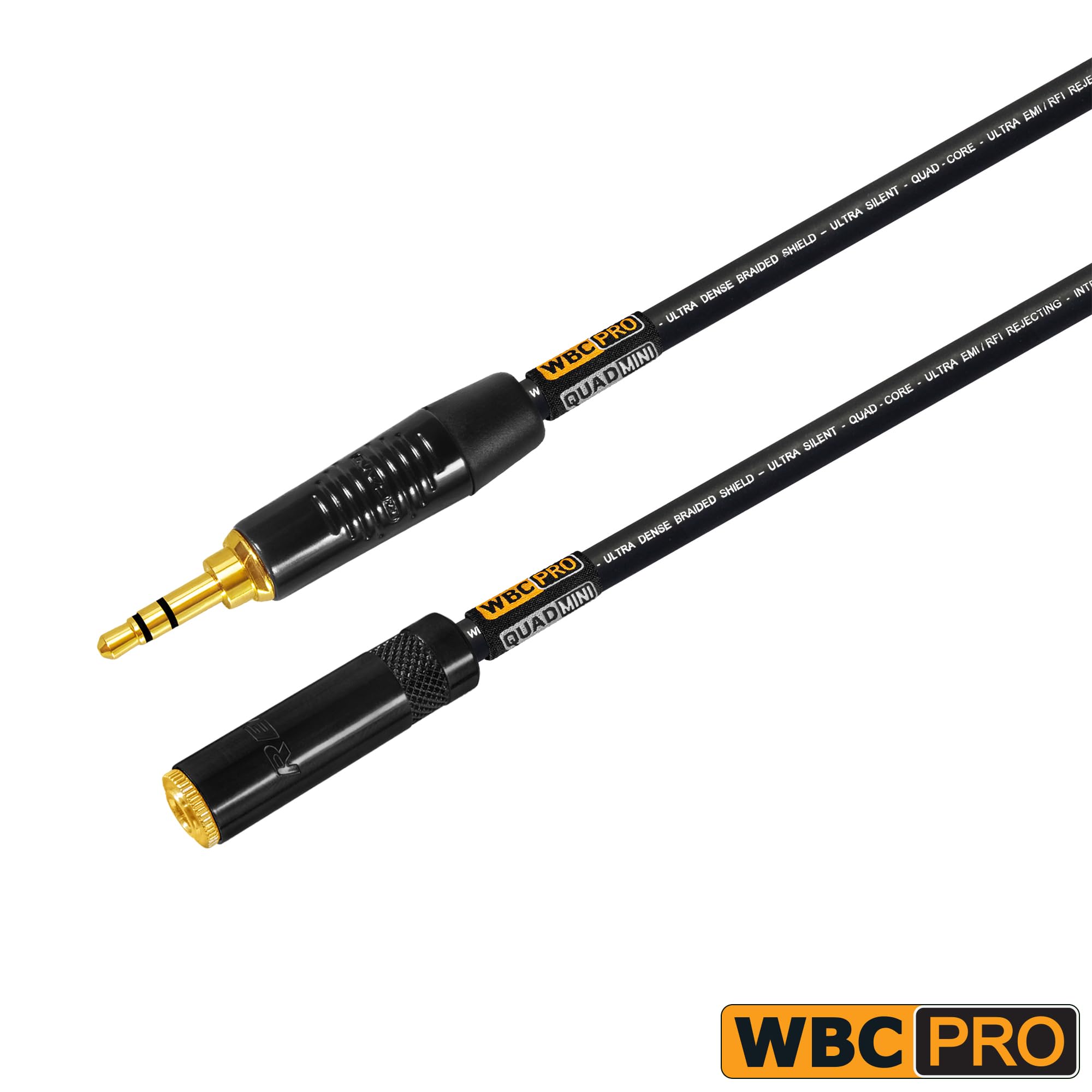 Cavo ausiliario mini Star-Quad bilanciato ultra silenzioso ultra flessibile e bilanciato con connettori Neutrik-Rean da 3,5 mm Gold Mini TRS maschio e femmina da 3,5 mm