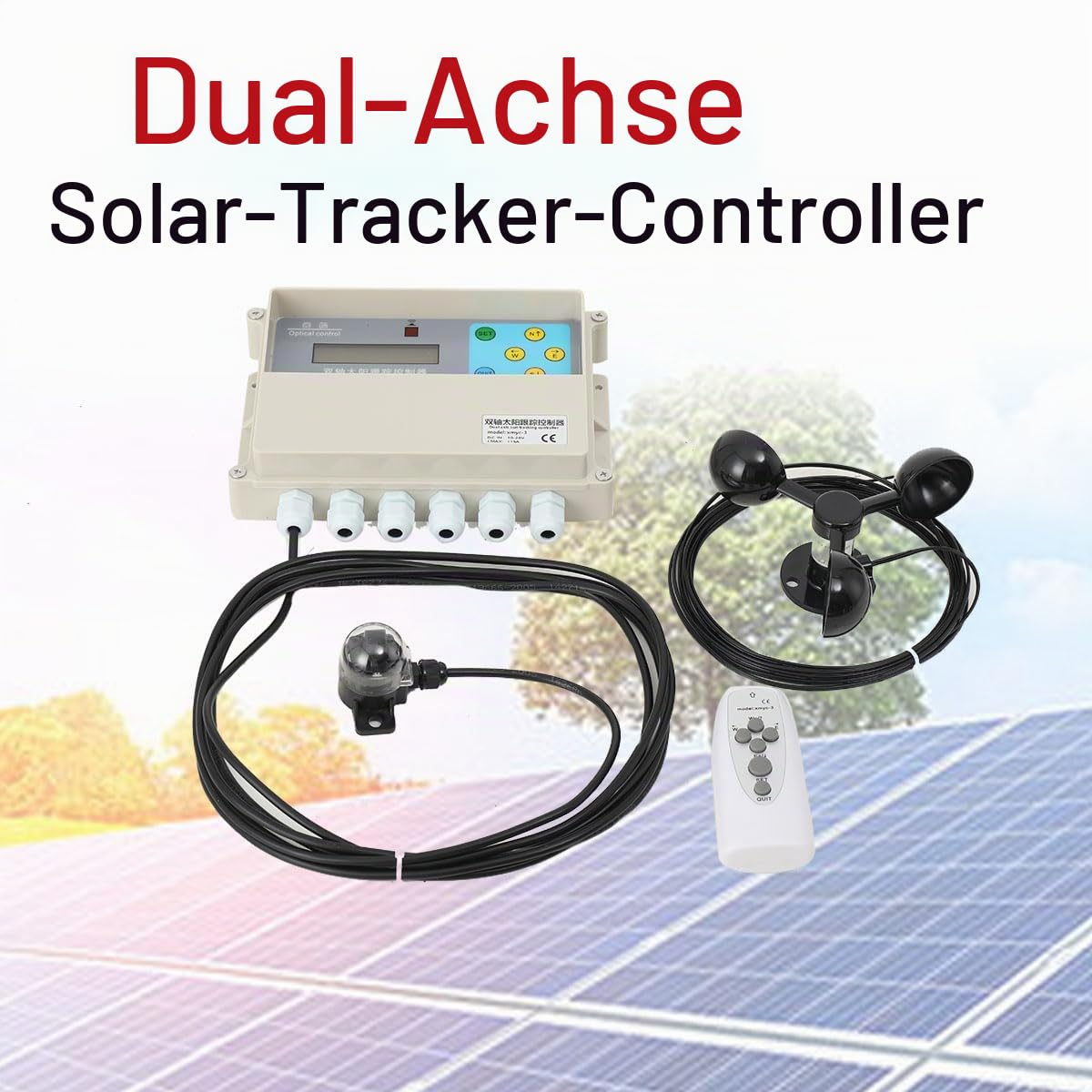 Solar Automatischer Tracking Controller Automatisches Solar Tracking Dual Tracker Controller mit Windgeschwindigkeitssensor(Doppel Achse)