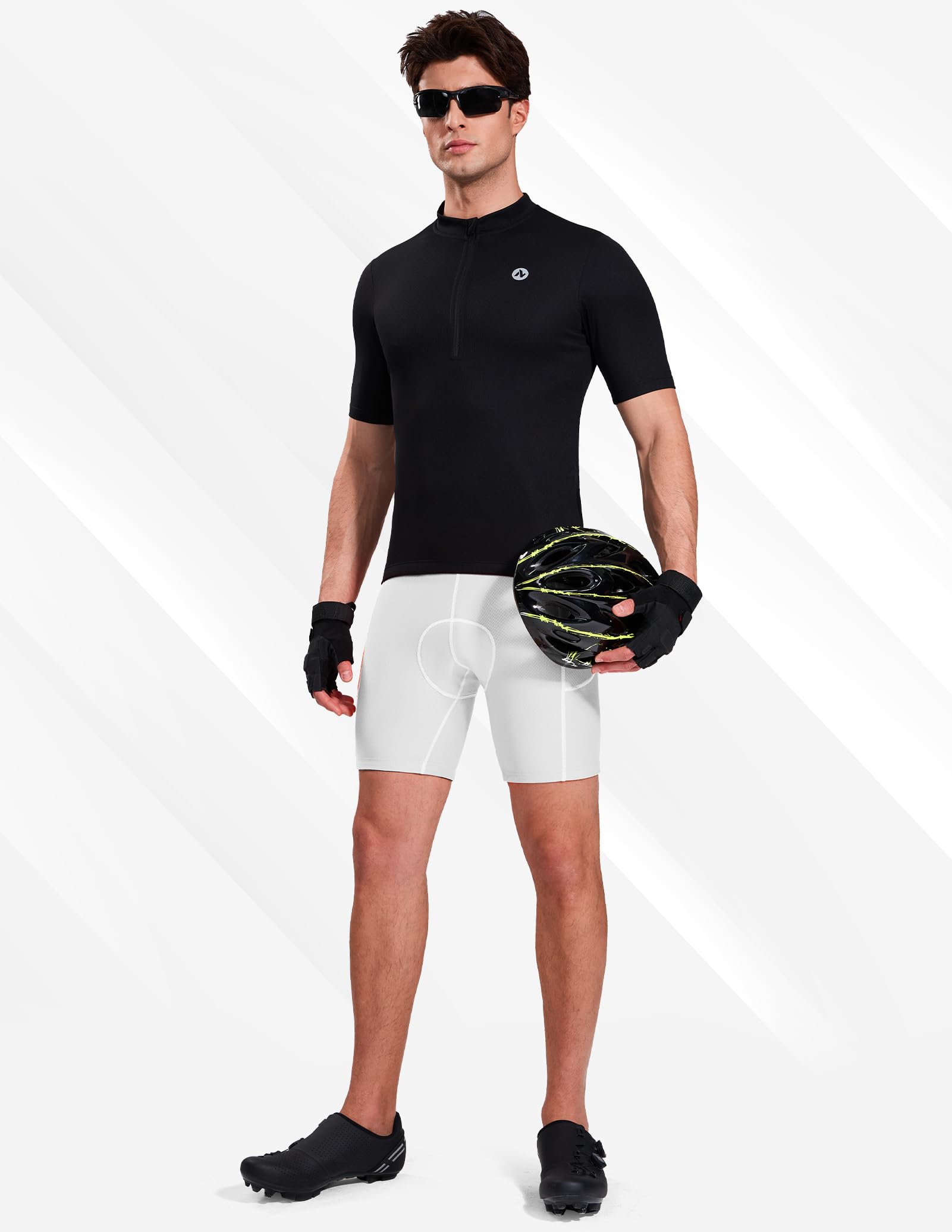 Nepest Pantaloni da ciclismo da uomo, imbottiti 4D, traspiranti, ad asciugatura rapida, a vita larga, lavabili in lavatrice